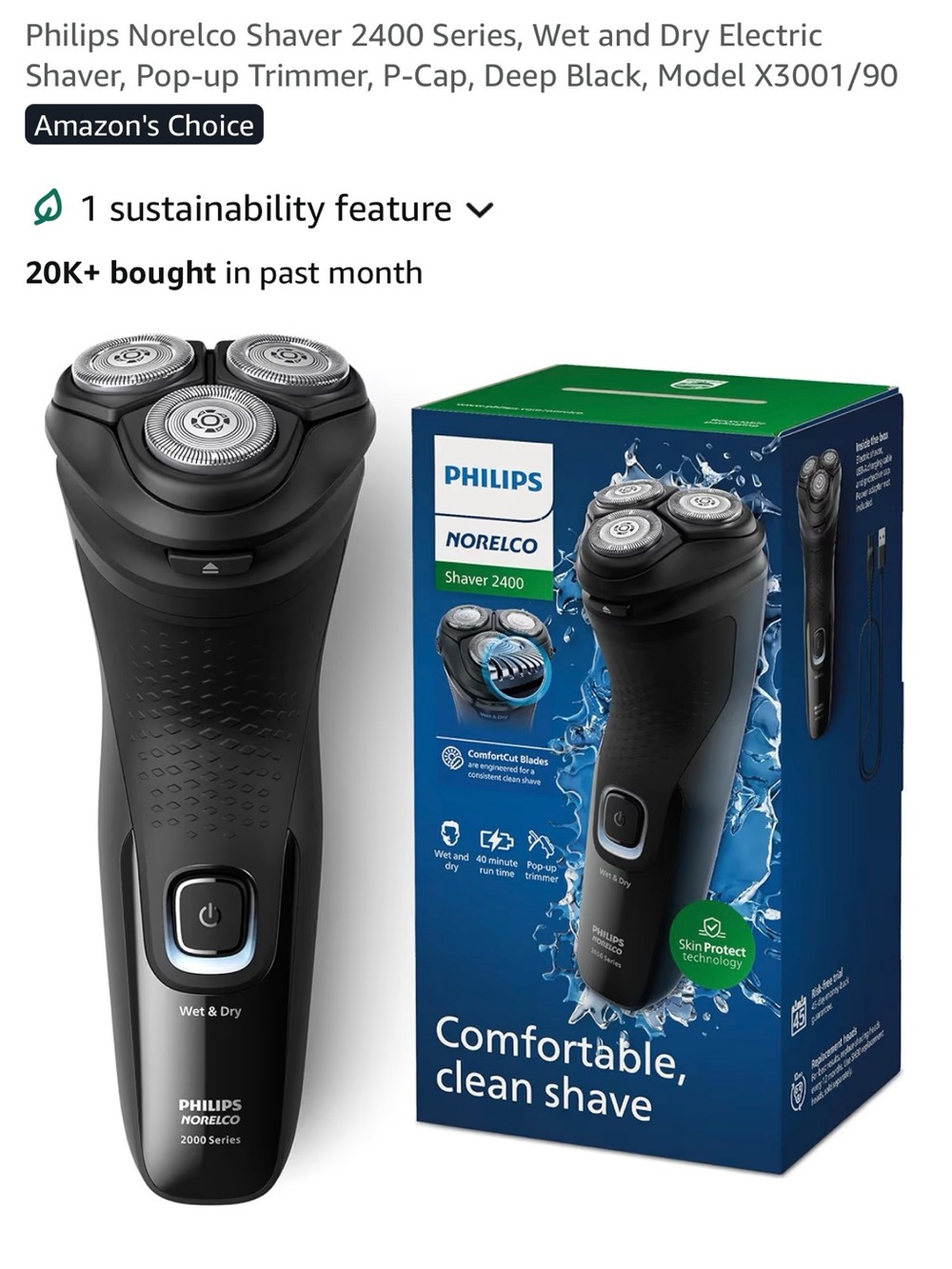 New in box sealed Philips Black and Silver Norelco Shaver 2400 Series Wet & Dry